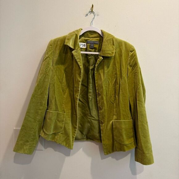 Josephine Chaus Womens Green Blazer 8 Button Up Velvet Classic Colorful Y2K - Picture 3 of 6